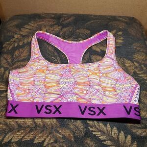 VSX Pink and Orange print racerback Sports Bra- Size L